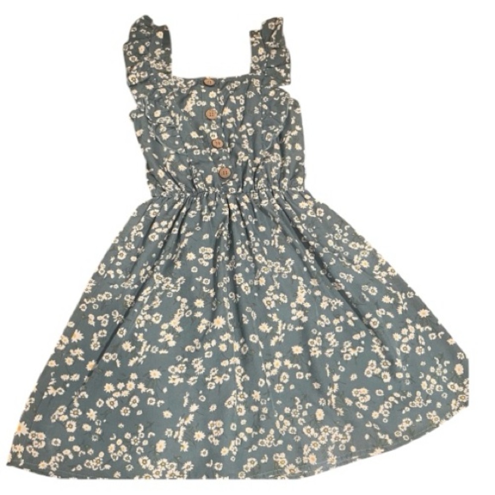 Jenna & Jessie Blue Floral Button Front Dress Girls Size 8 Cottagecore